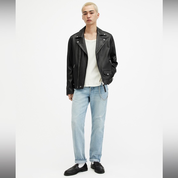 ALLSAINTS Milo Leather Biker Jacket in Black Size S - Picture 3 of 16
